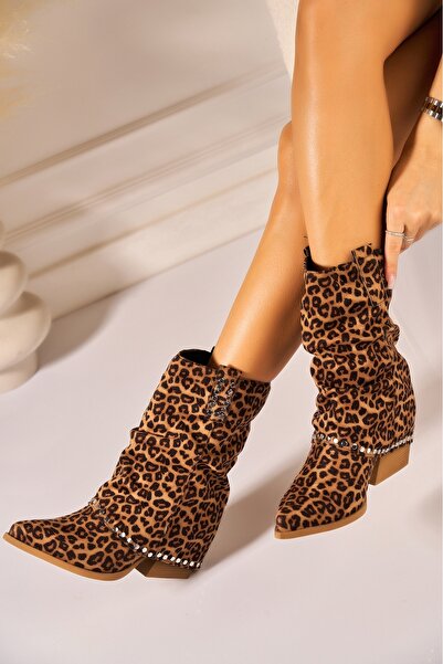 Joana Isamy Women's Short Animal Print Boots Made of Suede Leather