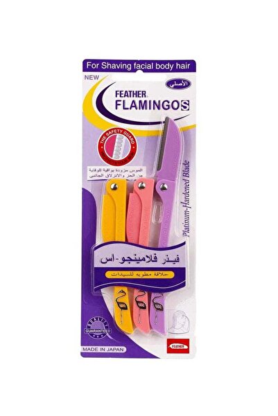 Fine Feather Press Feather-Flamingo Razors For Facial Hair - 3 Pieces Multicolour