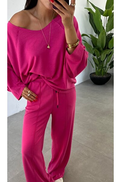 Mars Geniş Yaka Modal Bluz - Palazzo Pantolon Takım