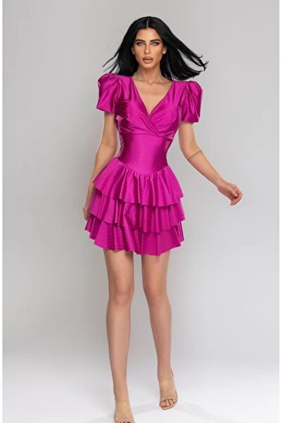 Pretty Rochie cu volane si strasuri