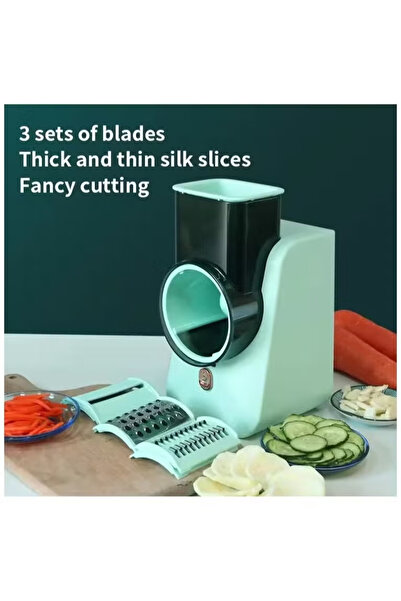 Denx Electric Vegetable Chopper Detachable Cheese Grater With 3 Blades Usb Rechargeable Dx2042