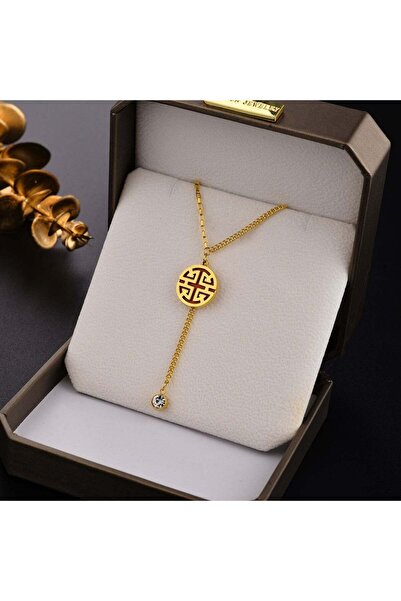 Pursehuit Χρυσό κολιέ, ανοξείδωτο ατσάλι, φυσητό με χρυσό 18 καρατίων, με στρ...