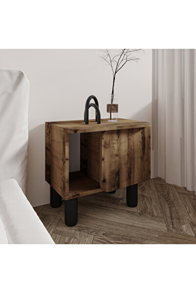 İNARCH DİZAYN River Komodin – Şık ve Fonksiyonel Başucu Sehpası Antik Ceviz