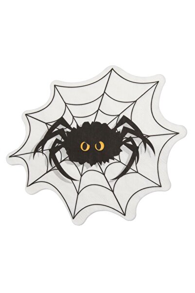 SHOPIENS Servetele Halloween Albe Model Paianjen Panza Decupata 2 Straturi 33x33cm Set 12 Bucati Petrecere Te