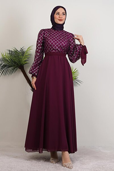 GİYZAMİLA Leyal Tulle Detail Dress Purple