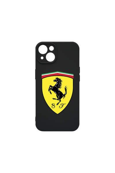 bestcase Husă premium din silicon pentru Apple iPhone 15, logo Ferrari, PB 1774