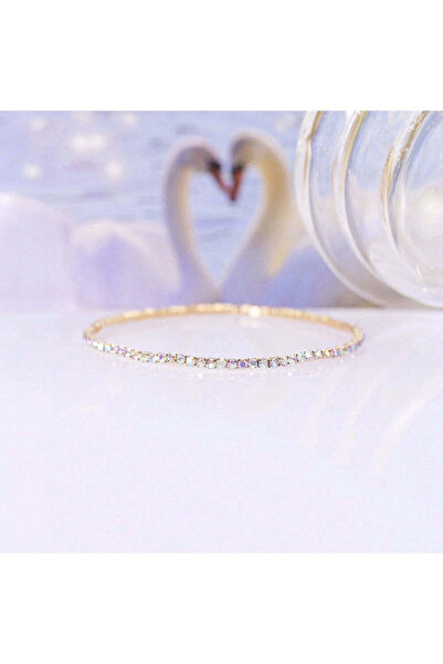 Pursehuit Brățară tenis, culoare argintie, pe elastic, cu pietre, Debra C15