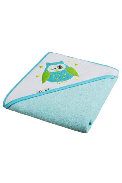 Akuku Prosop de baie cu gluga 80x80 cm din bumbac Bufnita turcoaz