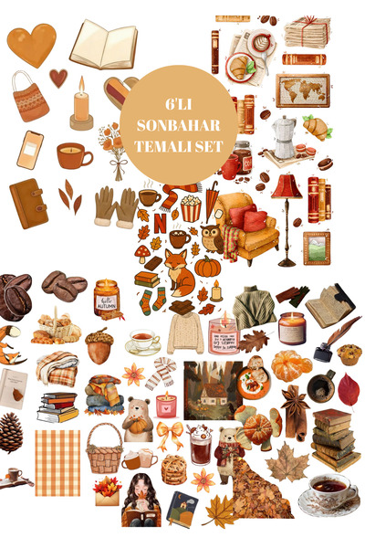 elviano مجموعة ملصقات مكونة من 6 قطع مناسبة لدفتر المواعيد ذو طابع الخريف