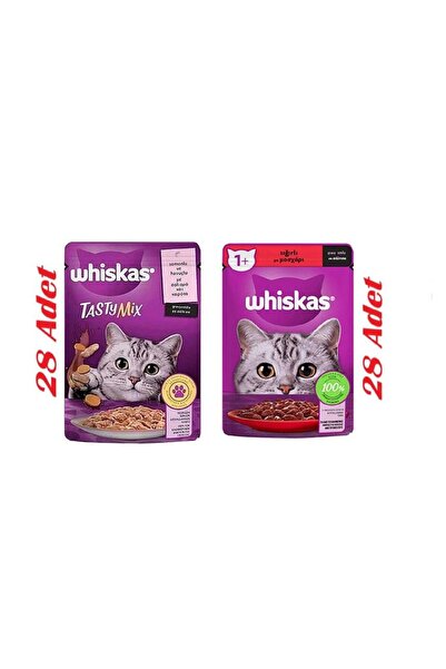 Whiskas Pouch Sos İçinde Somonlu Havuçlu Ve Sığır Etli Kedi Maması 85GR* 56 Adet