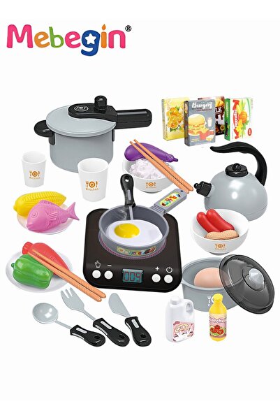 MEBEGIN لعبة مطبخ تظاهرية ممتعة، لعبة طباخ حثي محاكاة مع ضوء وصوت، مجموعة ألع...