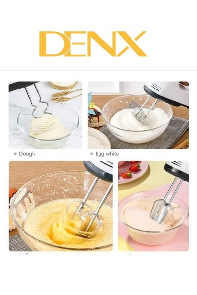 Denx 7-speed automatic electric egg beater made of stainless steel with European plug DX2007