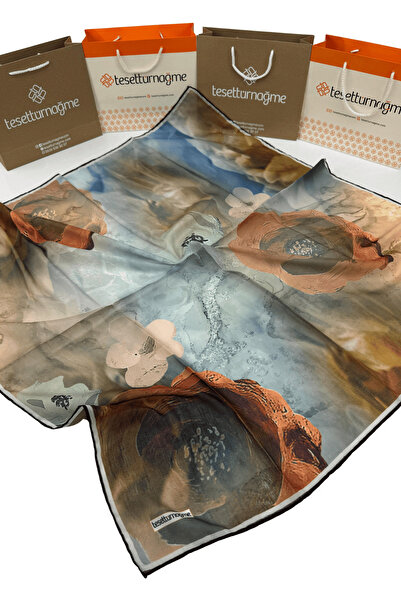 Tesettürnağme Soft Cotton Scarf Tn2002 Floral Pattern Tile-Stone-06