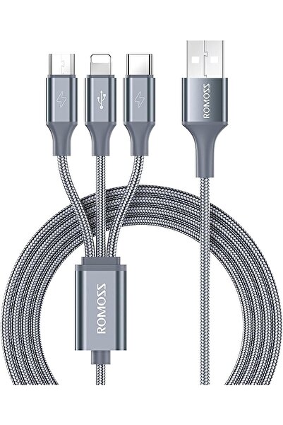 Romoss كابل 3 في 1 لايتنينج/مايكرو/يو إس بي-سي إلى يو إس بي 3.5 أمبير مضفر من...