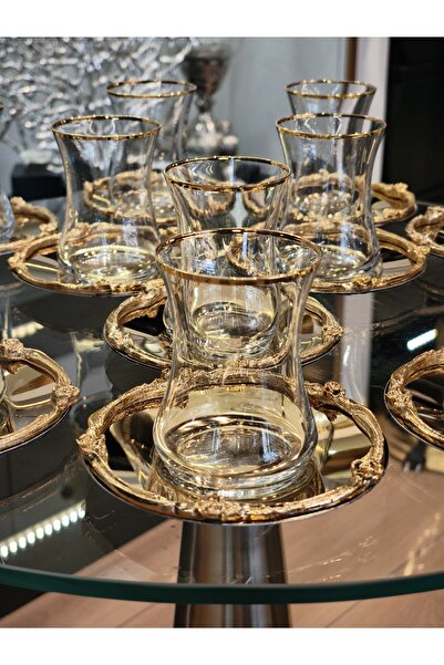 P&ORA PREMIUM KITCHEN PRODUCTS FIRST CLASS 12 KİŞİLİK 24 PARCA ÇAY SETİ GOLD