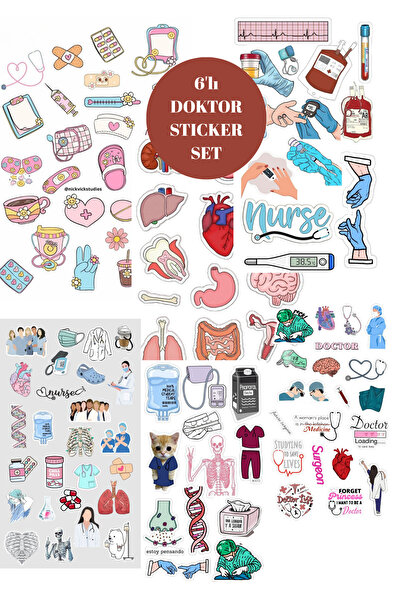 elviano 6'LI DOKTOR MESLEĞİ AJANDAYA UYGUN STICKER SET