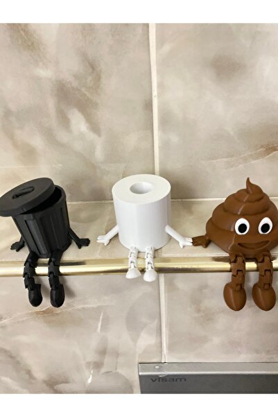 Eta3d 3 lü Tuvalet Banyo Köşesi Seti Çöp Kovası Tuvalet kağıdı Kaka