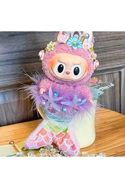 Choice لا توجد ملابس لابوبو وردية من نو دول لدمية فينيل قطيفة بطول 17 سم، طقم فستان حورية البحر الجنية مع تنورة من صدفة اللؤلؤ