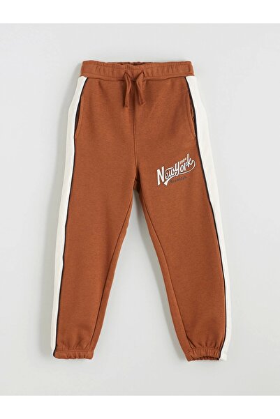 LC Waikiki Lcw Kids Brown Letter Print Boys Jogger Sweatpants