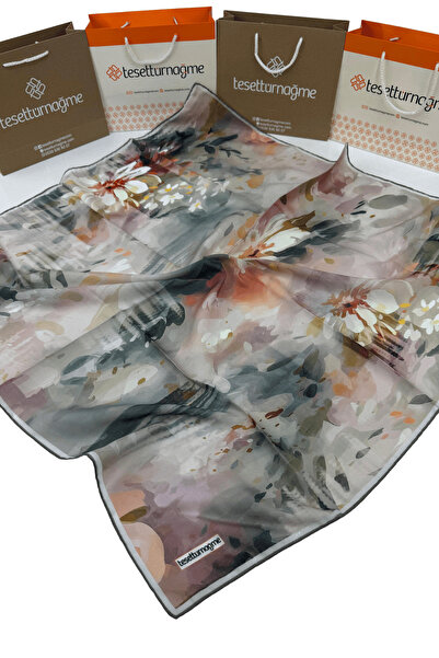 Tesettürnağme Soft Cotton Scarf Tn2003 Batik Pattern Mink-Stone-03