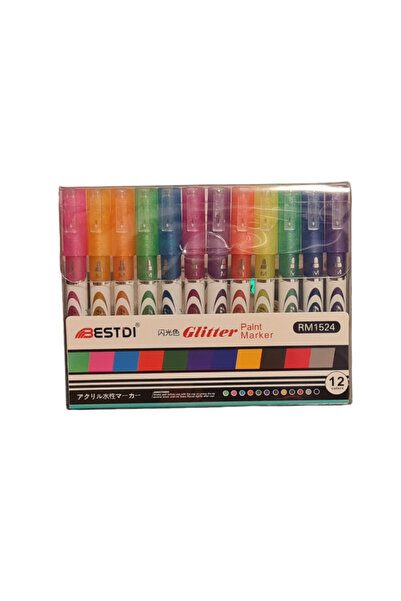 BESTDI Set 12 Markere pe baza de Vopsea, cu sclipici si varf rotund pentru or...