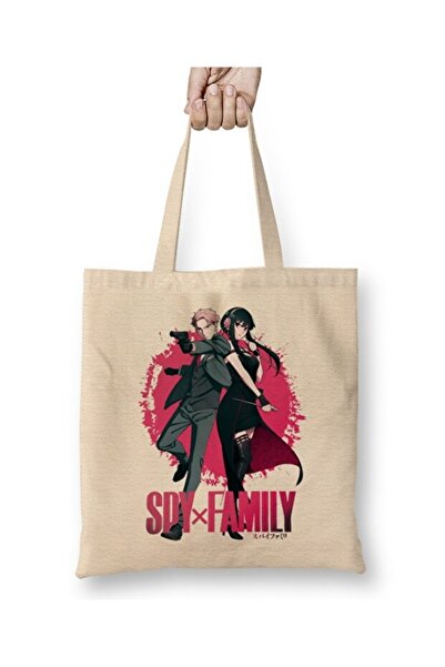 Toyaso Spy X Family Mr and Mrs Forger Cloth Bag Long Handle Shopping Bag Beach Bag
