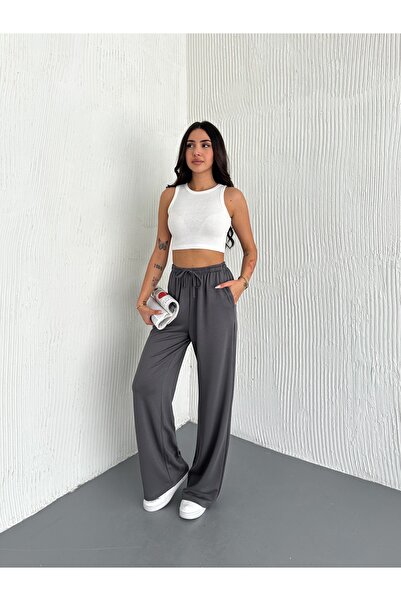 Yelken Giyim Kadın Siyah Bol Kesim Geniş Paça Jogger Pantolon Yumuşak Esnek Eşofman Alt