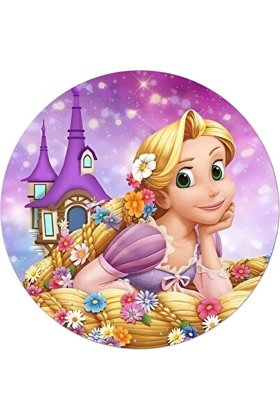 BatıDoğu Yenilebilir Yuvarlak Pasta Resim Baskısı 20 cm Şekerli Kağıt Rapunzel Temalı 17