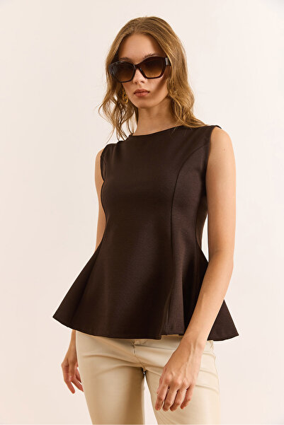 Olalook Kadın Kahverengi Pensli Çelik Örgü Çan Bluz BLZ-19003113