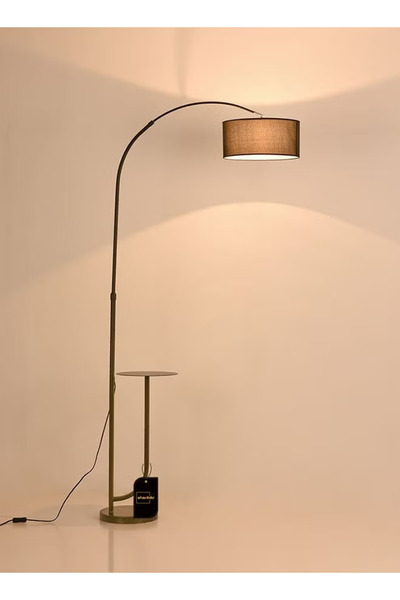 Primo Plus Natural Marble Floor Lamp With Shelf Black