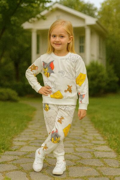 Fox Moda Girl's Seasonal Top and Bottom Set Tom Jerry Printed