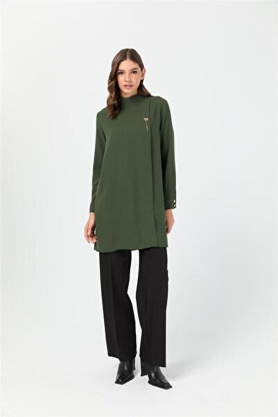 Esswaap Pili Detaylı Tunik Haki