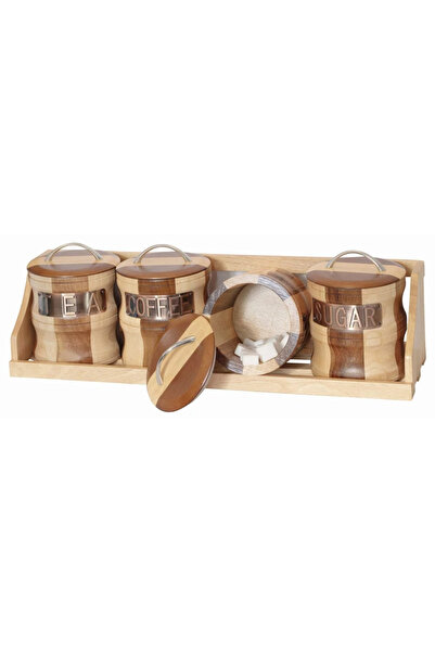 ORIAN 4-Piece Wooden Spice Box Set – Traditional Storage for Spices, Herbs & Condiments