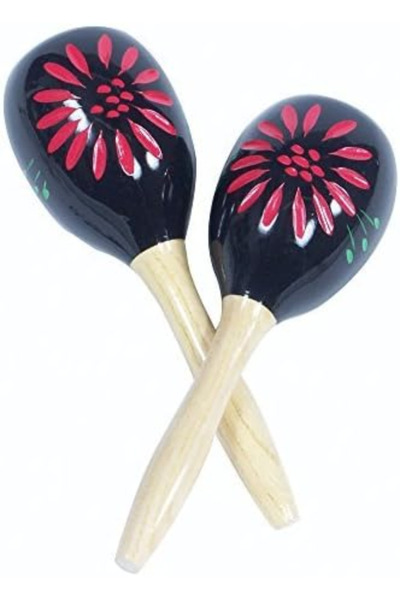 MegArya World Painted Wood Maracas ~ Pair