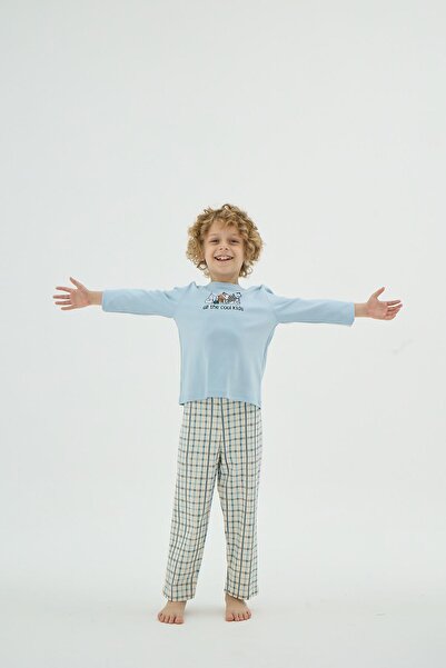 Sevim Set de pijamale cu mâneci lungi în carouri pentru băieți C4T1N98