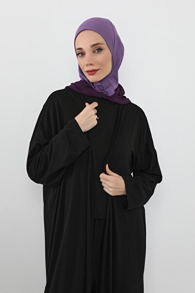 Aisha's Design Chiffon Hooded Combed Cotton Bonnet with Neck Covering Feature, B-95, Purple 2 - Purple