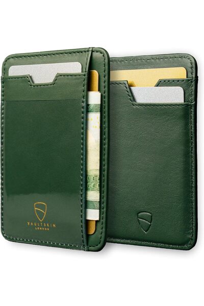 Vaultskin BRIXTON Slim Card Holder with ID Window - Minimalist Front Pocket Leather Wallet with RFID