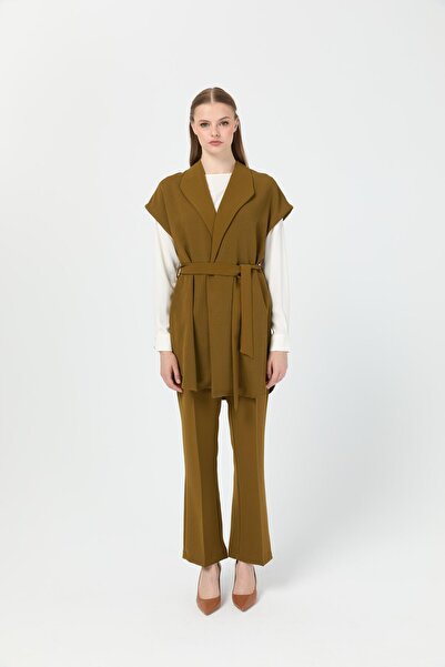Esswaap Tunik Yelek Pantolon Takım Yağ Yeşili