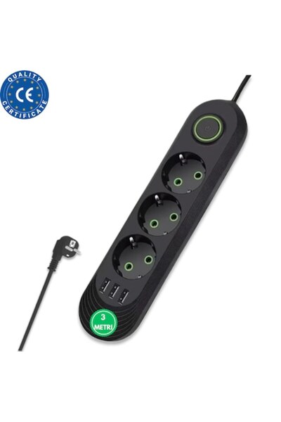 SMART GADGETS C&A Prelungitor Electric 3 Prize Schuko, 3 Porturi USB, 2500W, ...