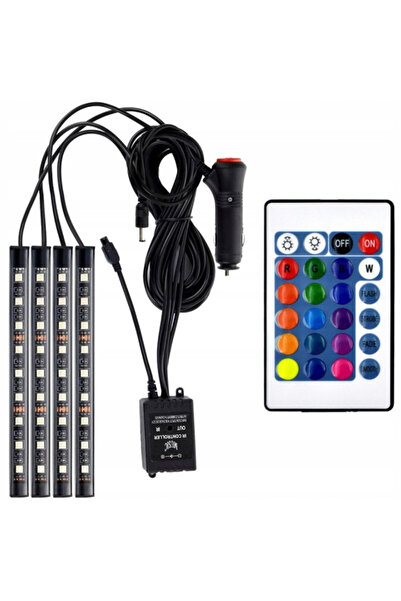 zola Set 4 benzi smart auto, 12 LED, telecomanda, iluminare RGB, 22.5 cm, negru
