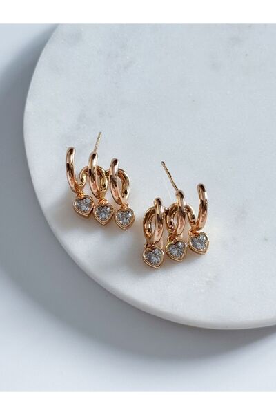 CHARMLUCKY Special Series Heart 3-Piece Looking Earrings