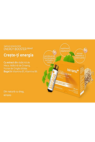 Kirrano Energy Booster, pentru energie și reducerea oboselii, 10 flacoane x 15 ml