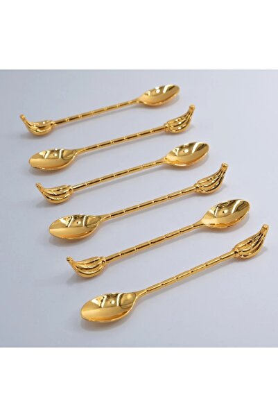 ORIAN ملاعق صغيرة من المعدن الذهبي مكونة من 6 قطع، وأداة توزيع الموز