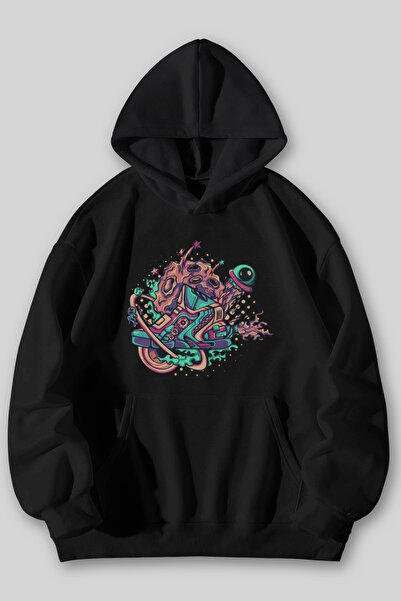 Harmandar Φούτερ με κουκούλα με στάμπα Space Shoes, Unisex, Μαύρο και Γκρι, μ...