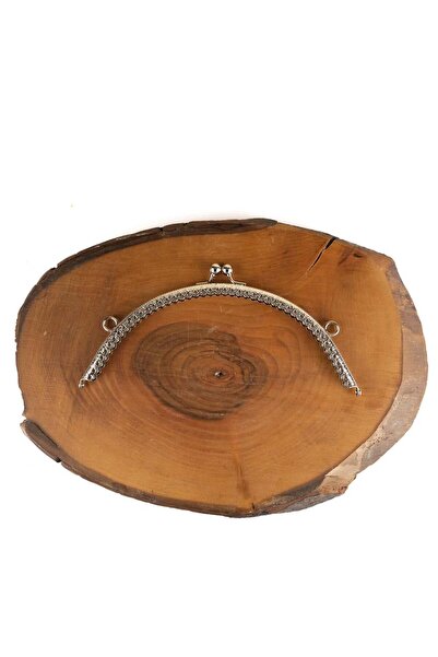 Prestij Boncuk Сребрист метален овален клипс за чанта и портмоне 18 см