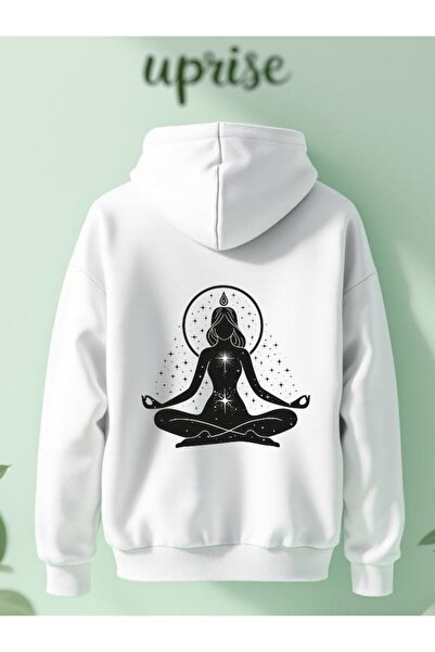 Vordevia Yoga Front and Back Printed Cotton 3 Thread Oversize Sweatshirt