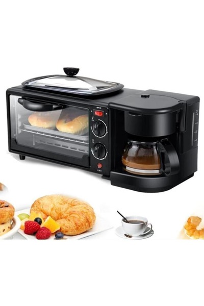 Generic 3 in 1 Multifunctional Breakfast Preparation Set Fryer Oven and Coffee Maker 12L