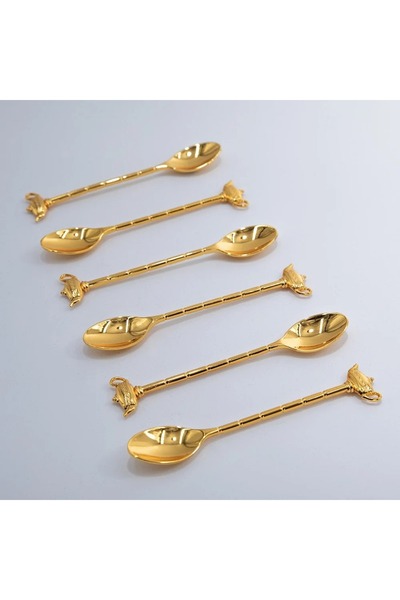 ORIAN 6 قطع ديكور فانوس ملعقة صغيرة من المعدن الذهبي