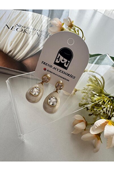 MODA 14k Vip Seri Krem Rengi Premium 20 mm Küpe