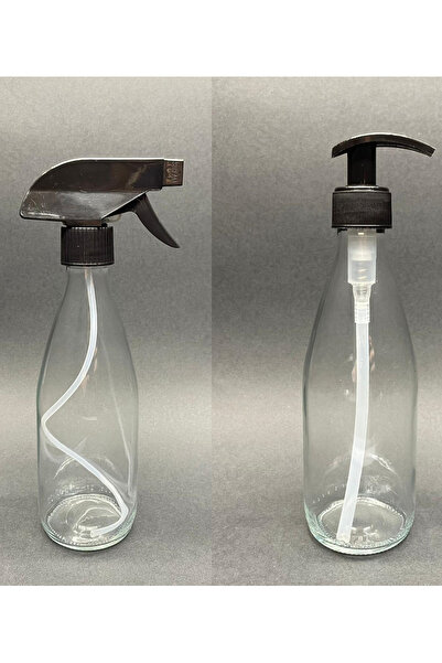 JUIWI 2li Temizlik Seti Çok Amaçlı Şeffaf Boş Cam Şişe Sprey Fıs Fıs Başlık ve Basmalı Başlık 2x330ml